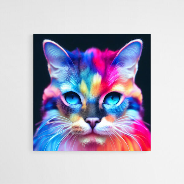 tableau sur toile chat multicolore