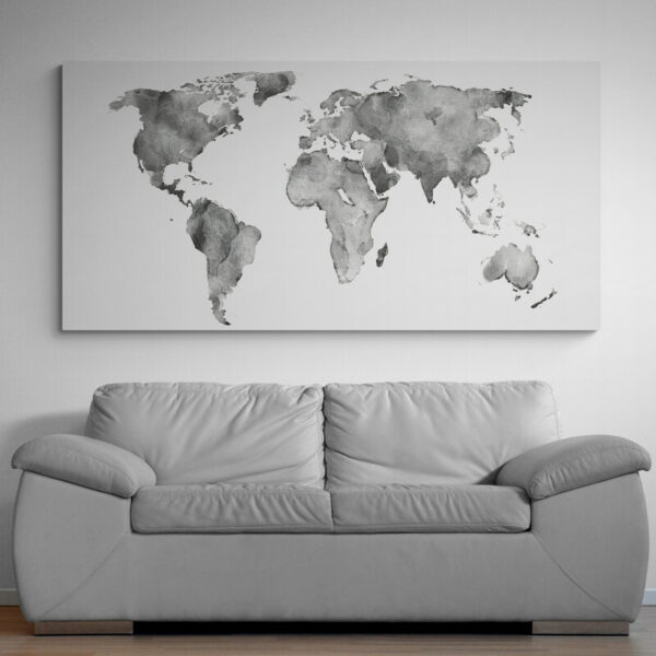 tableau carte du monde gris