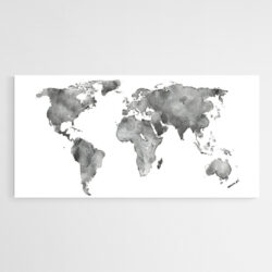 tableau sur toile carte du monde gris