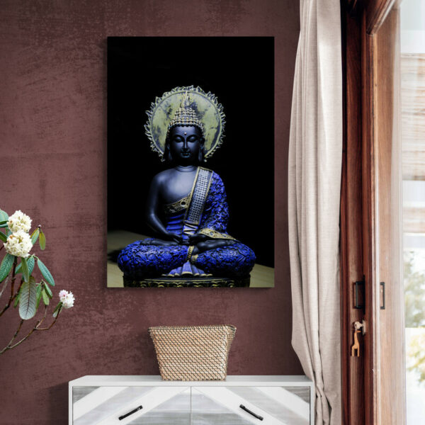 tableau bouddha bleu salon