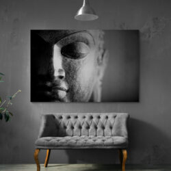 tableau bouddha noir et blanc salon
