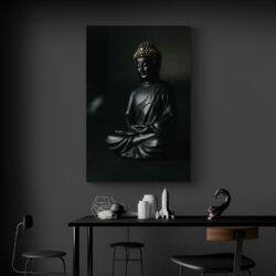 tableau bouddha noir et or salon