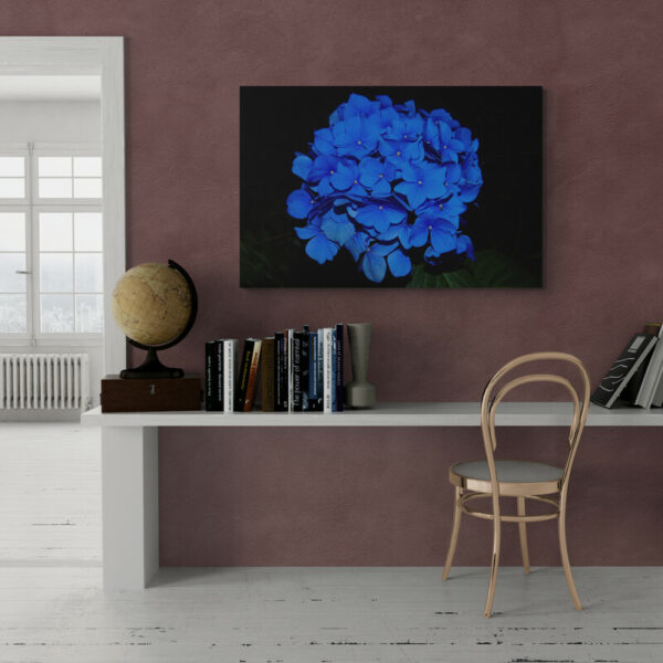 tableau hortensia bleu salon