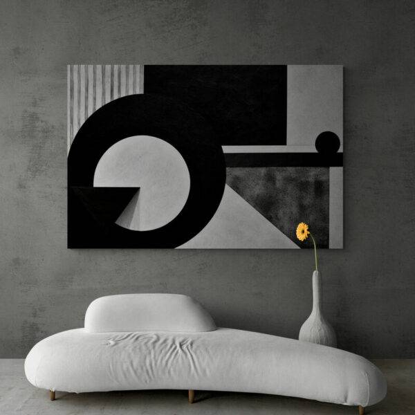 Tableau moderne noir et blanc salon