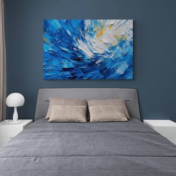 tableau abstrait bleu chambre