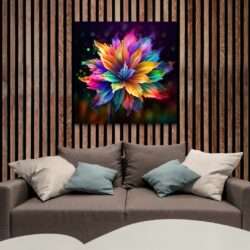 tableau abstrait fleur mur bois
