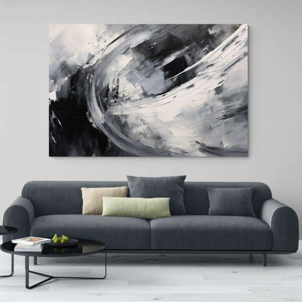 tableau noir et blanc abstrait salon moderne