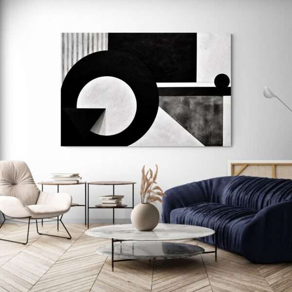 tableau noir et blanc design salon canape