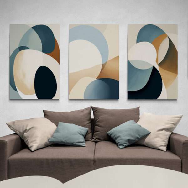 tableau triptyque abstrait moderne pour salon
