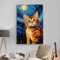 tableau abstrait moderne avec chat decoration moderne