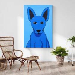 tableau chien bleu decoration contemporaine