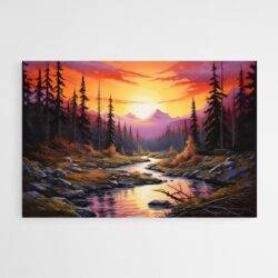 tableau paysage coucher de soleil