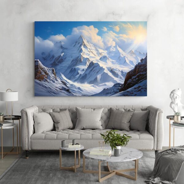 tableau paysage montagne neige deco vintage