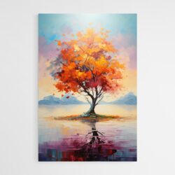 tableau peinture arbre orange