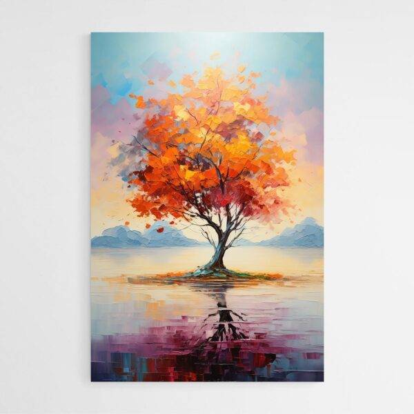 tableau peinture arbre orange