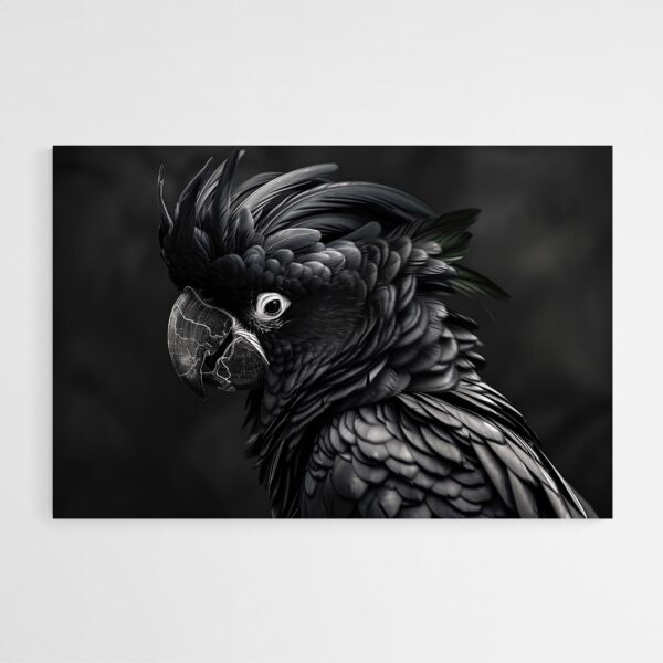 grand tableau perroquet noir 2