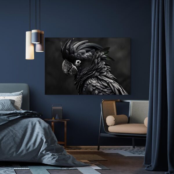 grand tableau perroquet noir chambre