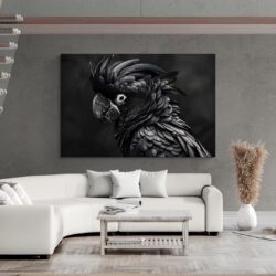 grand tableau perroquet noir decoration moderne