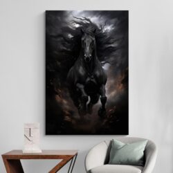 peinture cheval noir deco minimaliste