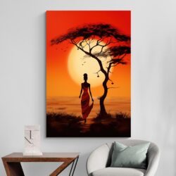 tableau africain silhouette femme deco minimaliste