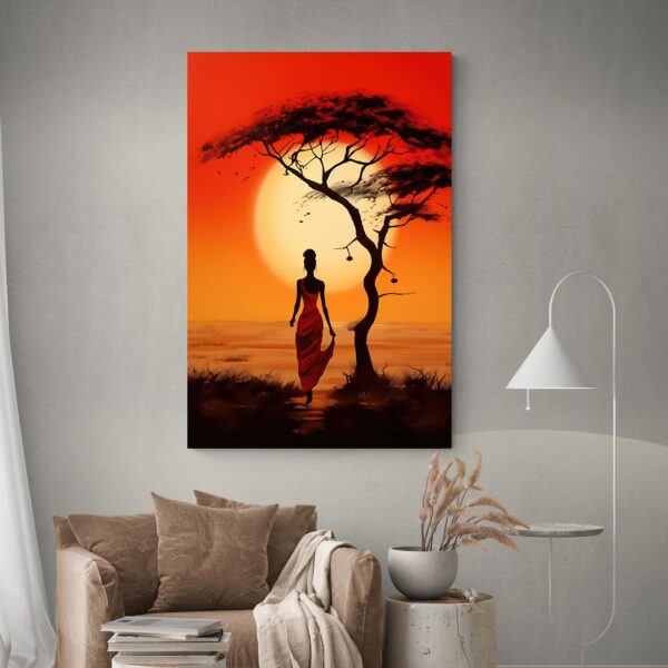 tableau africain silhouette femme decoration
