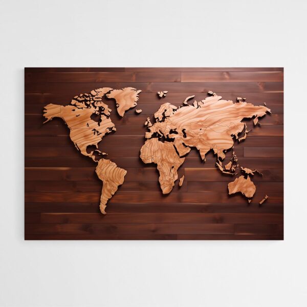tableau carte du monde bois 2