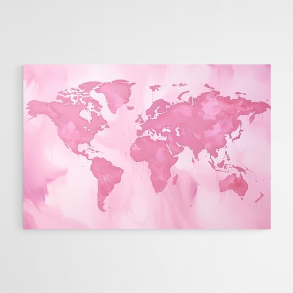 tableau carte du monde rose 2