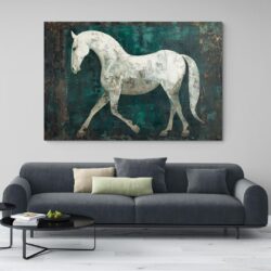 tableau cheval ancien salon moderne