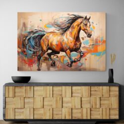 tableau cheval moderne meuble bois
