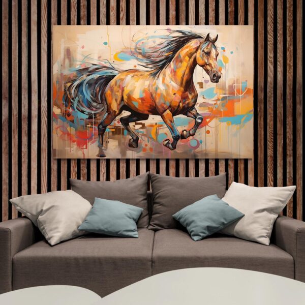 tableau cheval moderne mur bois