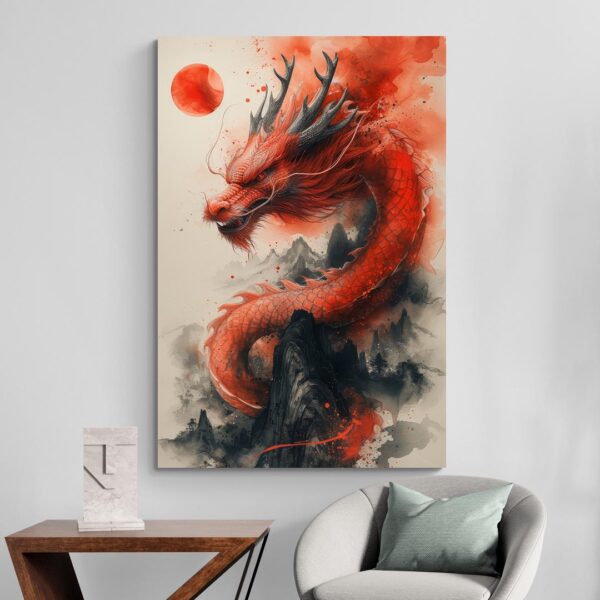 tableau dragon japonais deco minimaliste