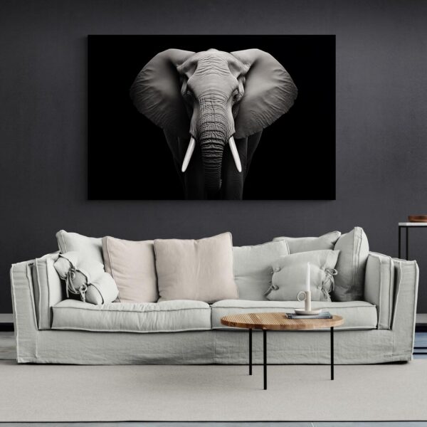 tableau elephant noir et blanc salon noir et blanc