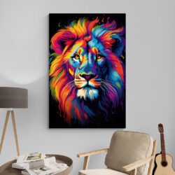 tableau lion couleur decoration moderne