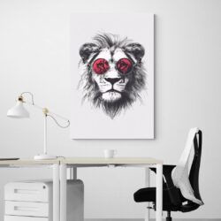 tableau lion pour salon bureau
