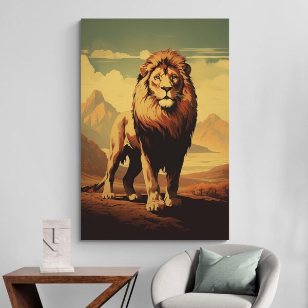 tableau lion vintage deco minimaliste