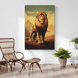 tableau lion vintage decoration contemporaine