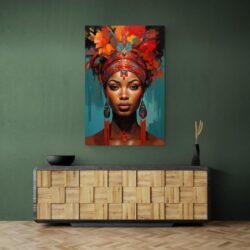 tableau reine africaine mur vert