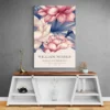 Affiche William Morris Lotus Rose et Blanche mur gris 1.webp
