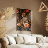 Tableau William Morris Leopard et Fleurs salon taupe 1.webp