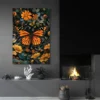 Tableau William Morris Papillon Orange salon noir 1.webp