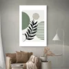 tableau abstrait feuille vert decoration 1.webp