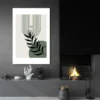 tableau abstrait feuille vert pastel salon noir 1.webp