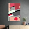 Tableau Abstrait Gris et rouge mur sombre
