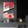 Tableau Abstrait Gris et rouge salon moderne noir