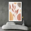 Tableau Abstrait feuille Terracotta salon moderne gris