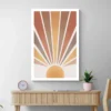 Tableau Abstrait soleil Terracotta salon bois