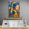 Tableau Fille perle Street Art salon gris 1.webp