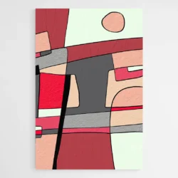 Tableau Rouge et Gris Abstrait 1
