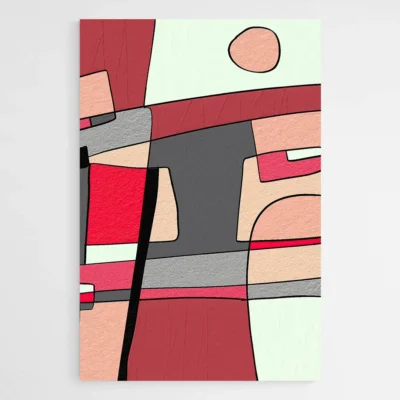 Tableau Rouge et Gris Abstrait 1