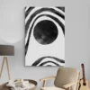 tableau art abstrait noir et blanc salon beige